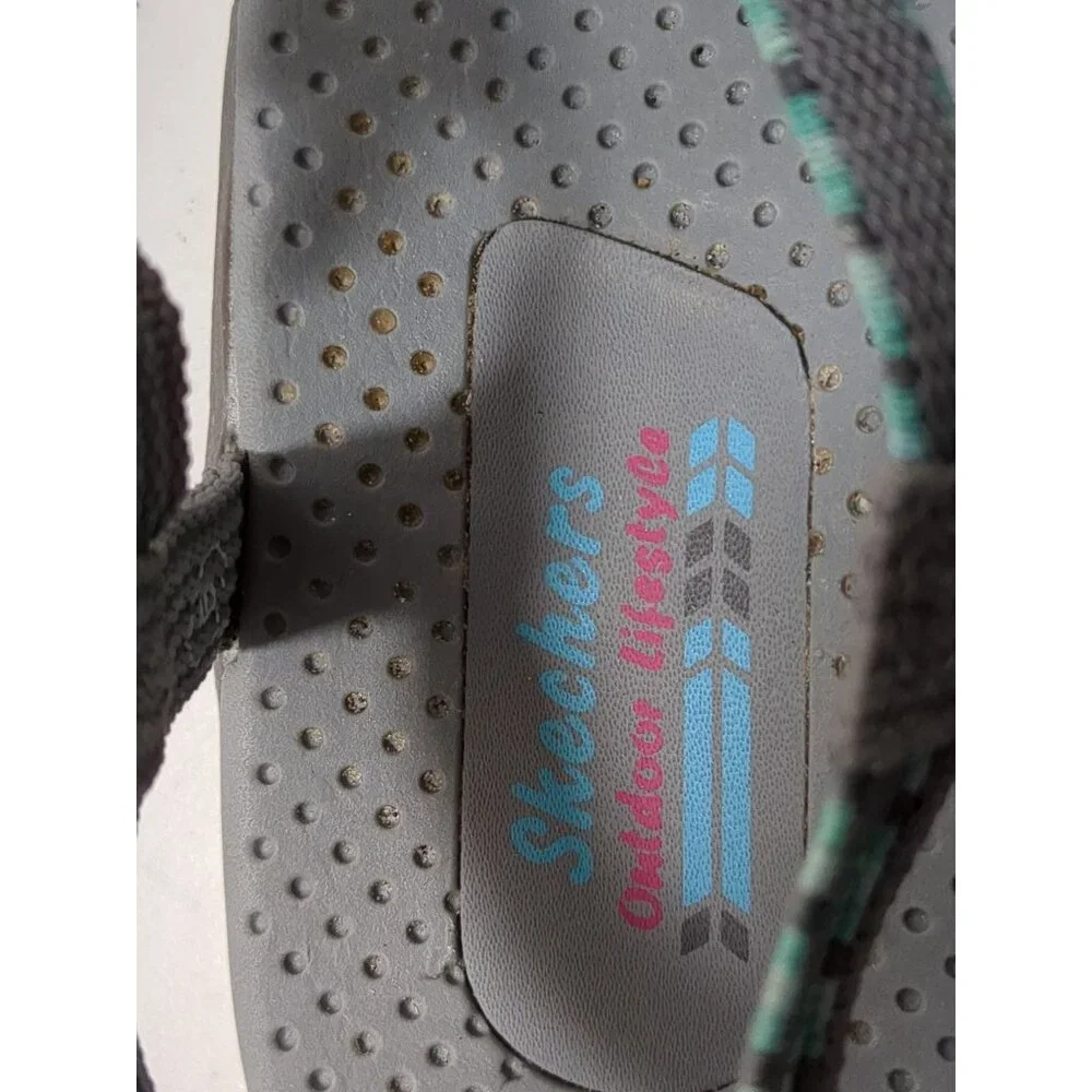 Skechers Sport Sandal Womens 6 Gray Strappy Toe Thong Reggae Fun Banter Gorpcore